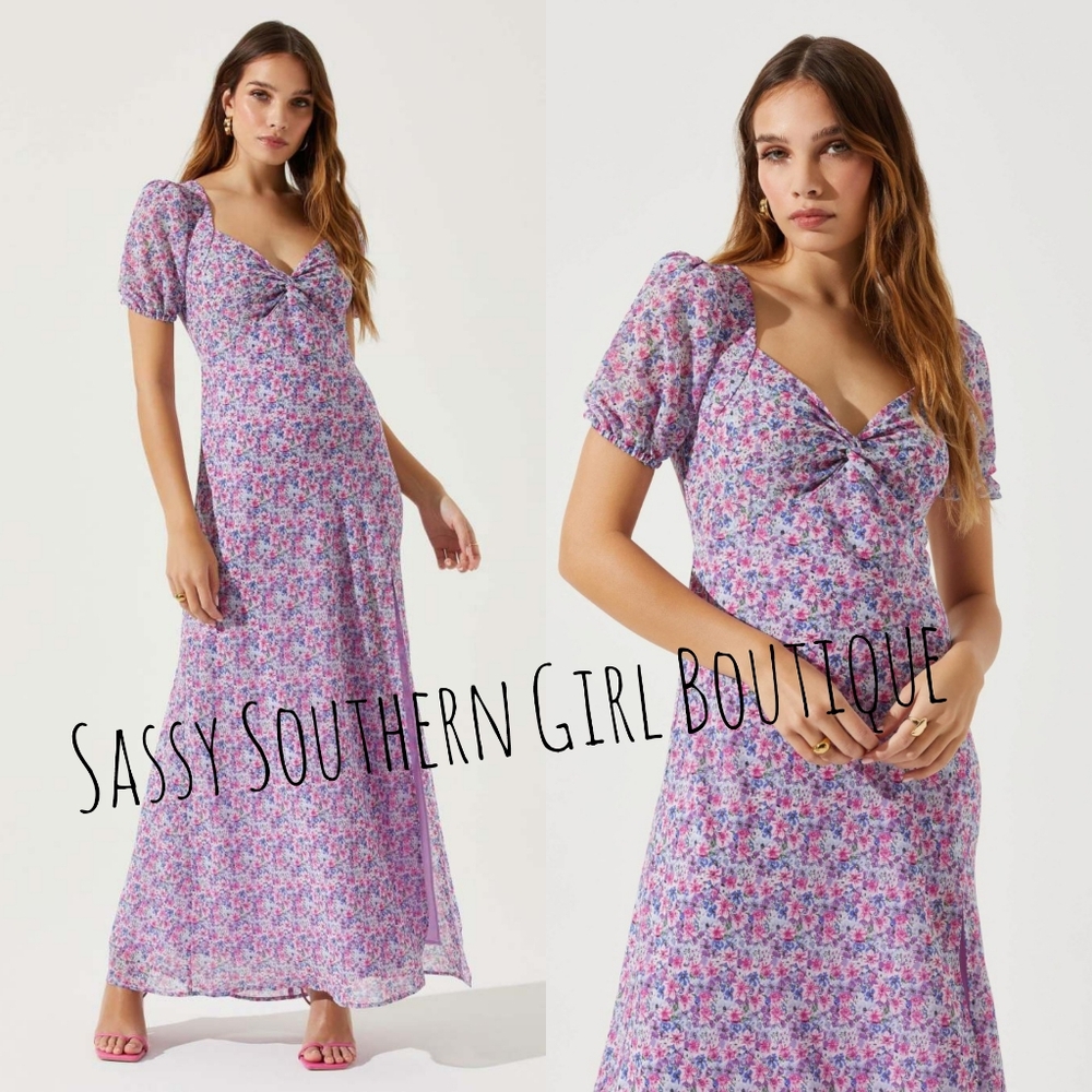 🆕⭐ ASTR The Label Purple Floral Maxi Dress - Picture 4 of 13